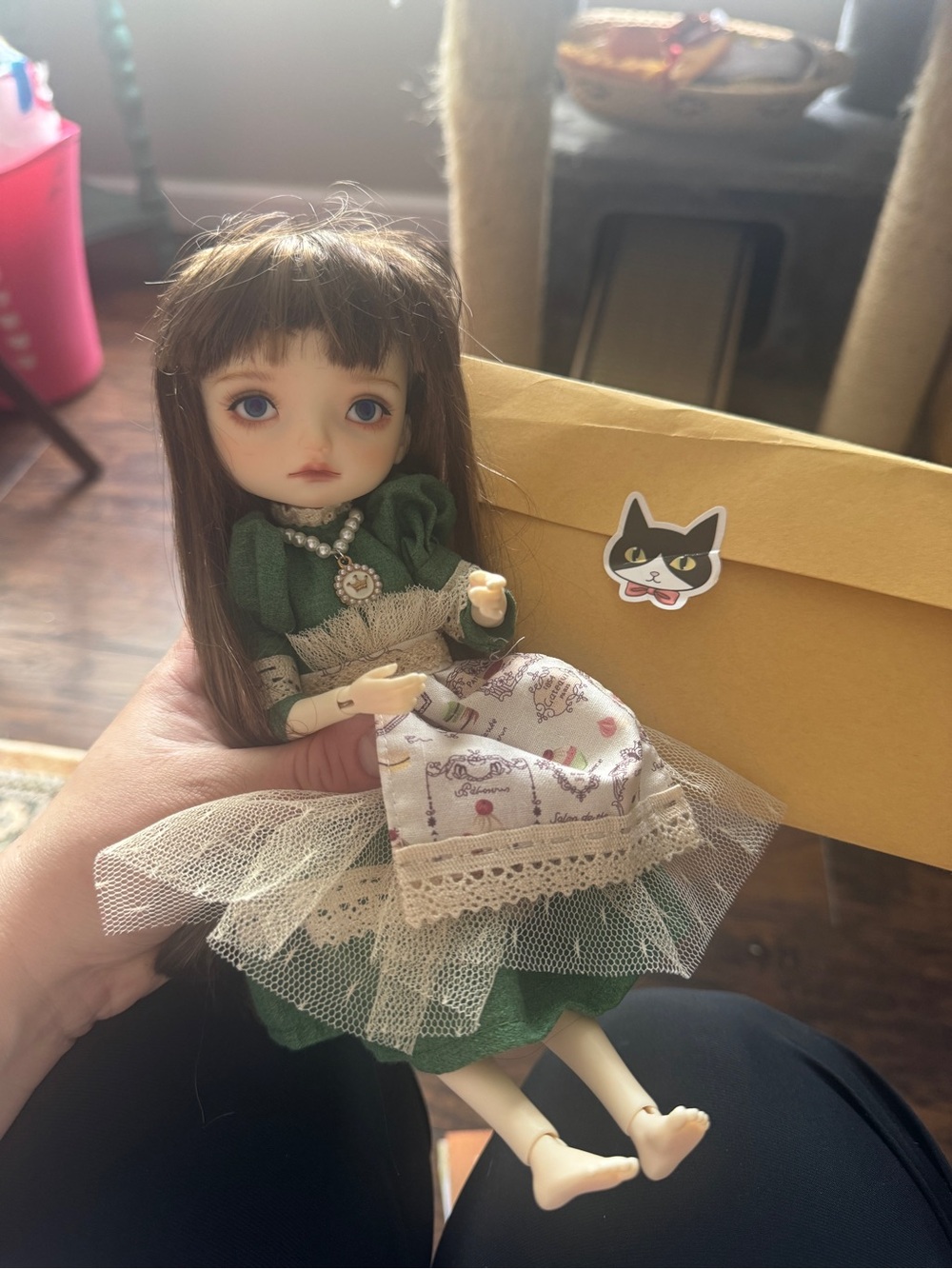 Maskcat 1/6 BJD Doll in Forest Green Dress
